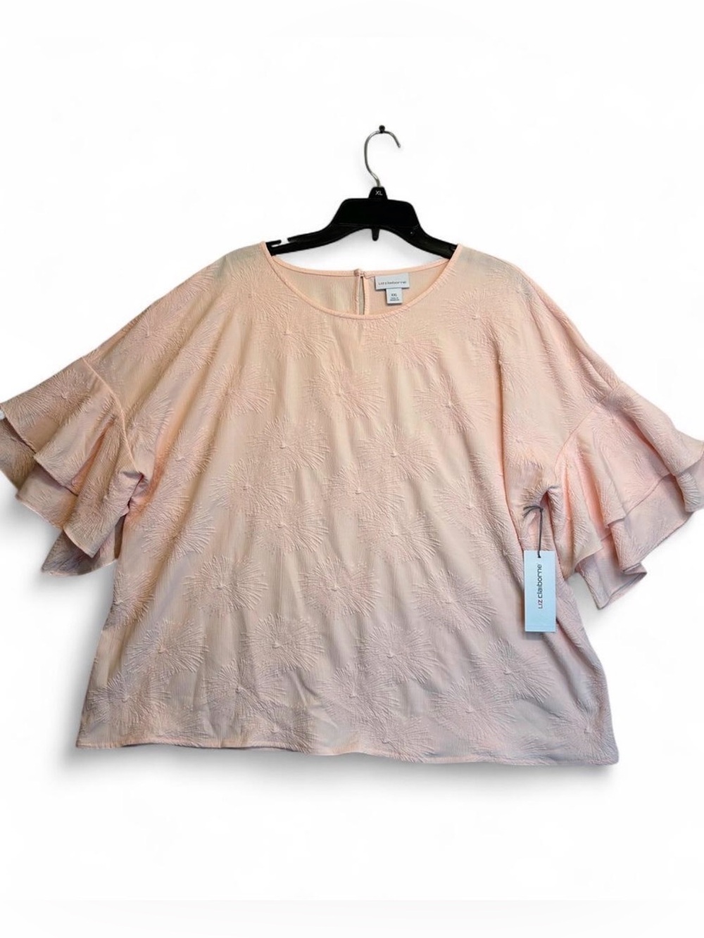 jcpenney Peach Pink Embossed Flutter-Sleeve Tunic Top